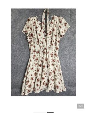 Cream Floral Mini Dress